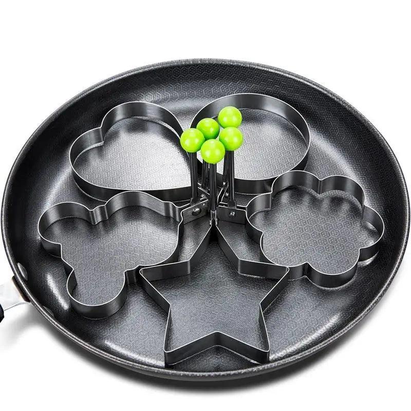 5Pcs Stainless Steel Fried Egg Mold Pancake Mould Omelette Mold Ring Cooking Fried Egg Bento Shaper Kitchen Gadget Frying Egg Cooking Tools Kitchen Accessories Gadget Rings