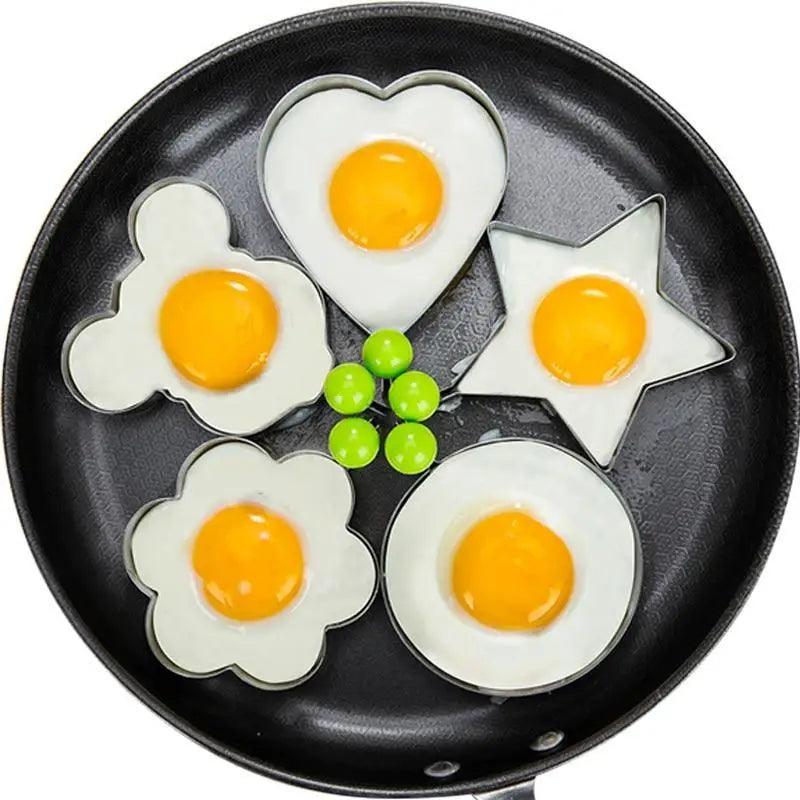 5Pcs Stainless Steel Fried Egg Mold Pancake Mould Omelette Mold Ring Cooking Fried Egg Bento Shaper Kitchen Gadget Frying Egg Cooking Tools Kitchen Accessories Gadget Rings