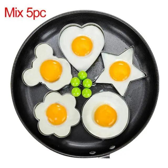 5Pcs Stainless Steel Fried Egg Mold Pancake Mould Omelette Mold Ring Cooking Fried Egg Bento Shaper Kitchen Gadget Frying Egg Cooking Tools Kitchen Accessories Gadget Rings
