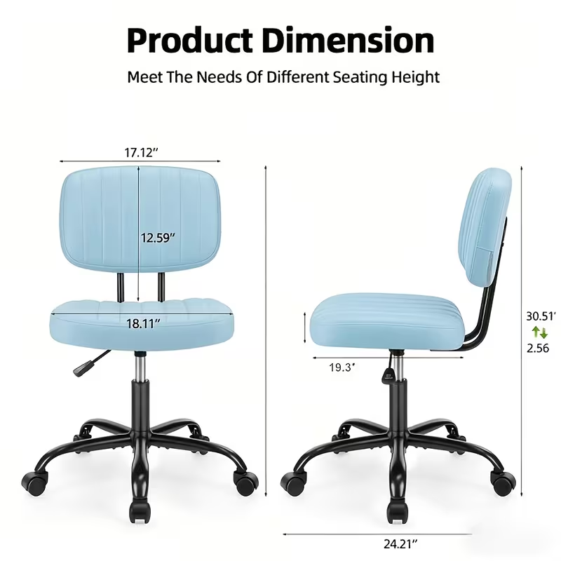 Adjustable Height Armless Office Desk Chair | Black