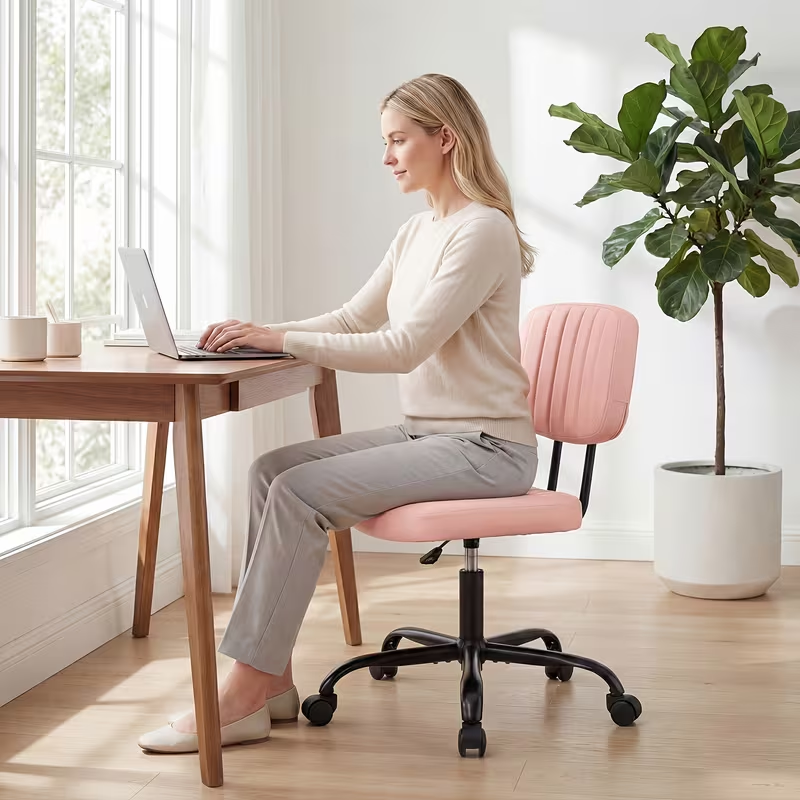 Adjustable Height Armless Office Desk Chair | Blue