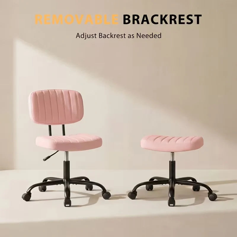 Adjustable Height Armless Office Desk Chair | Pink