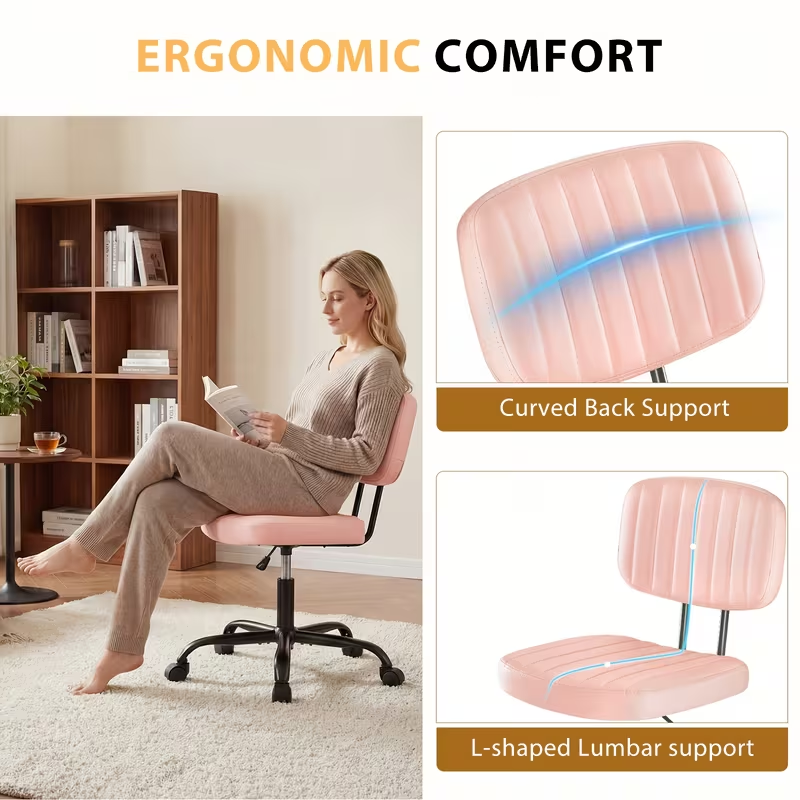 Adjustable Height Armless Office Desk Chair | Black