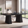 Modern Home Office Computer Desk Workstation in Black Wood Finish