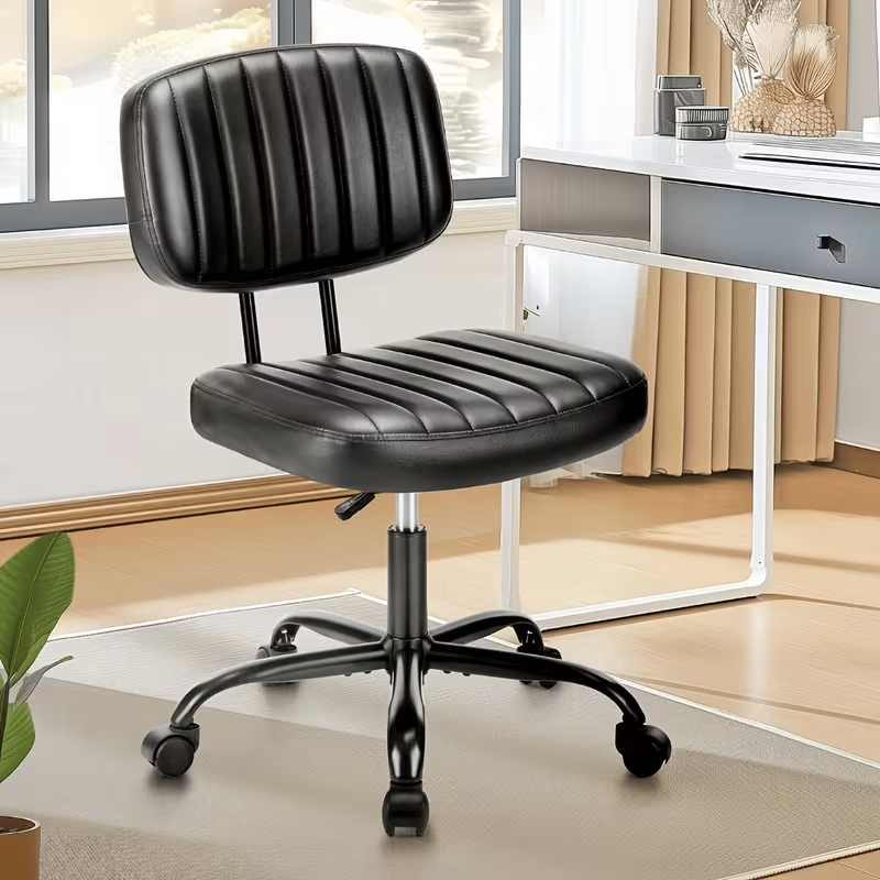 Adjustable Height Armless Office Desk Chair | Black
